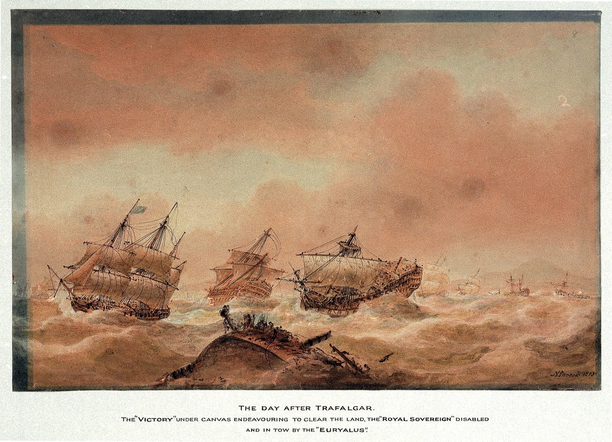 Dagen efter slaget ved Trafalgar af Nicholas Pocock