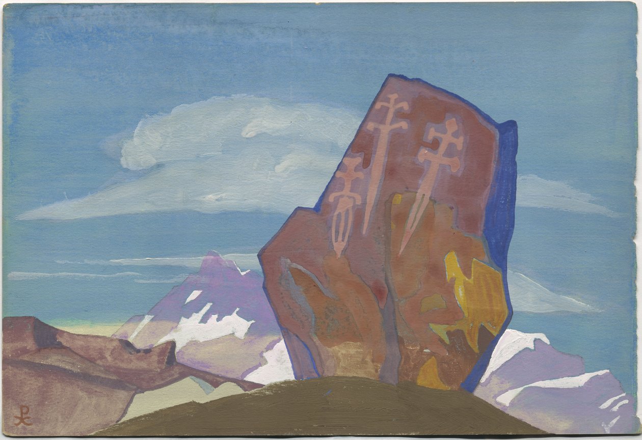 Tre Glaiver. Skitse, 1932 af Nicholas Roerich