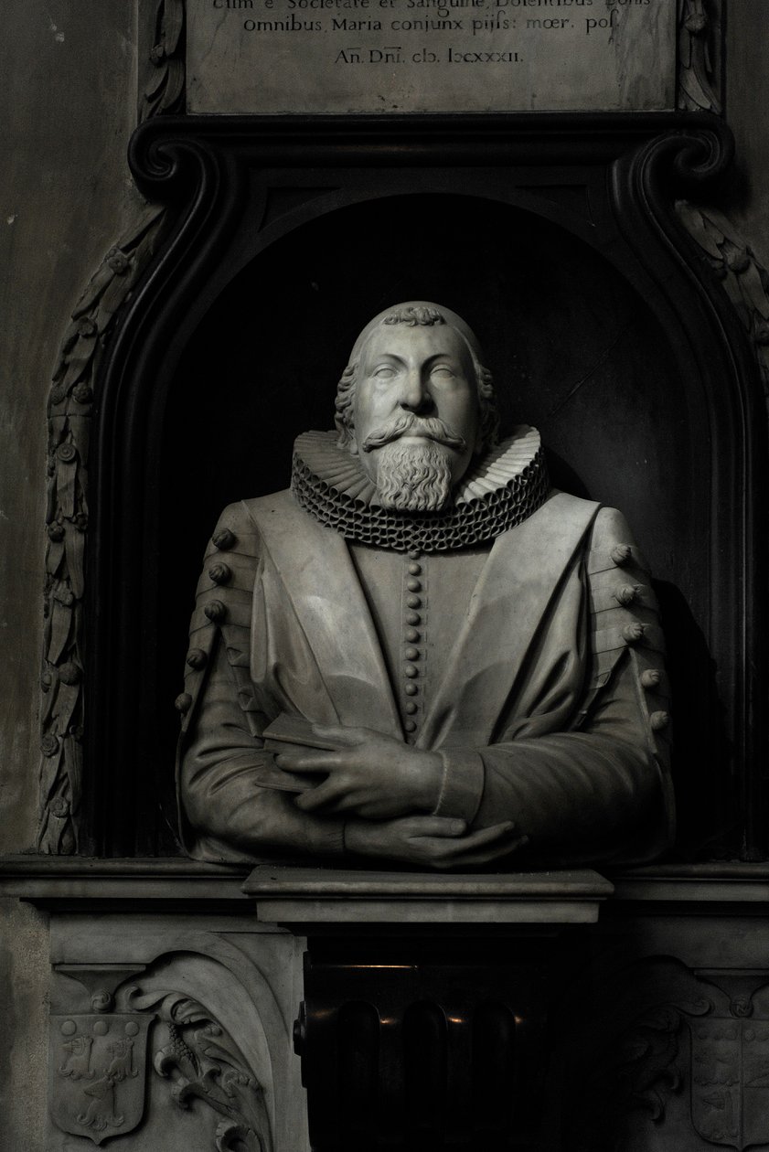 Mindesmærke for Hugo Barker, 1632 (marmor) af Nicholas Stone