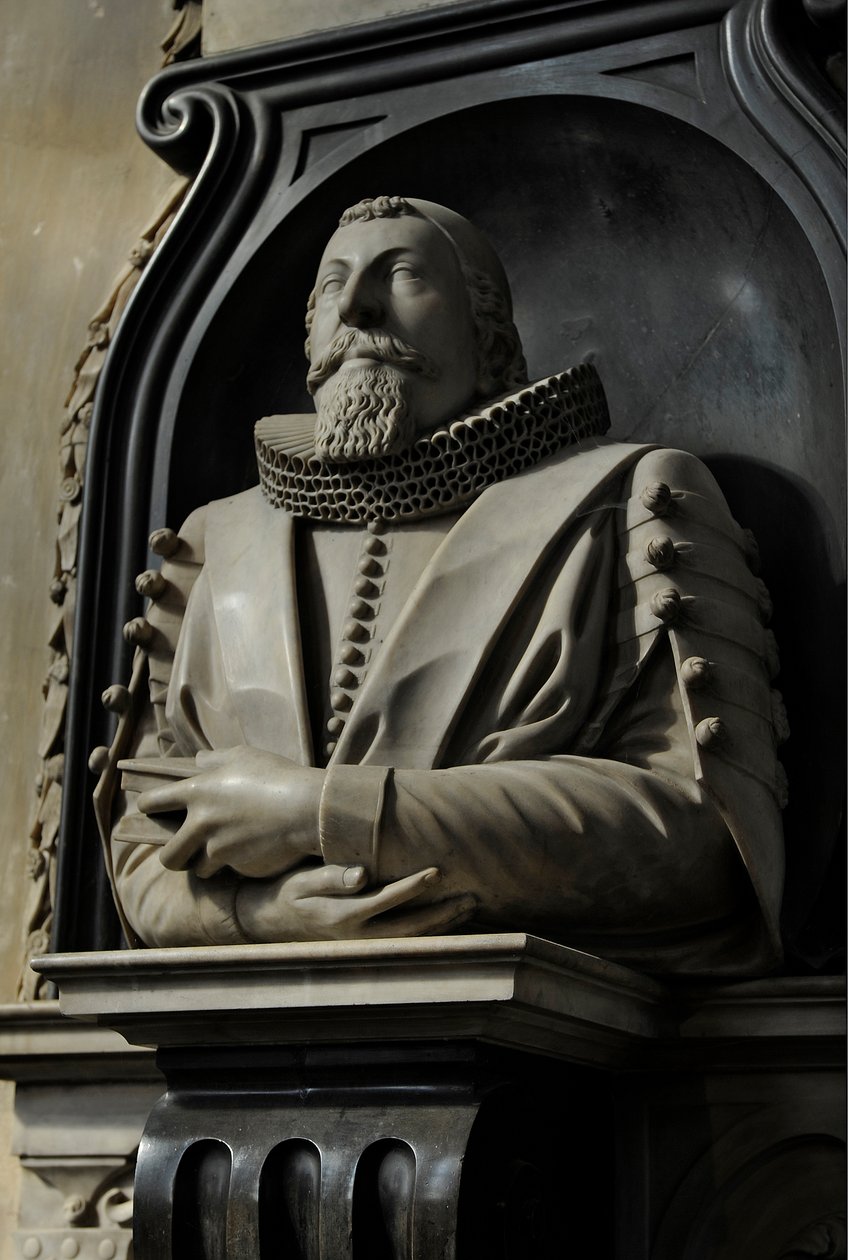 Mindesmærke for Hugo Barker, 1632 (marmor) af Nicholas Stone
