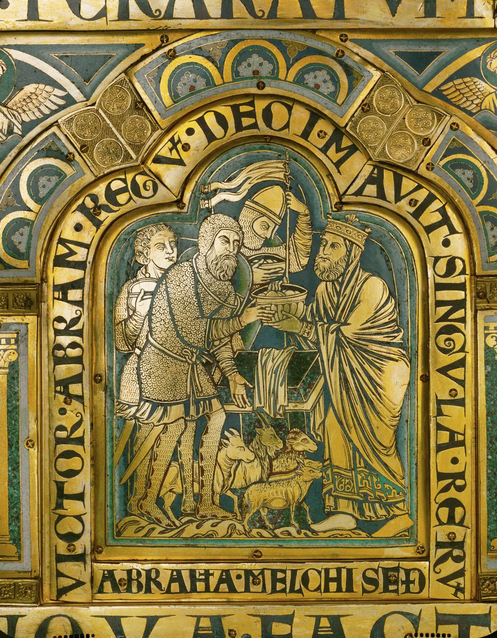 Abraham og Melkisedek ... (emalje på forgyldt kobber) af Nicholas of Verdun