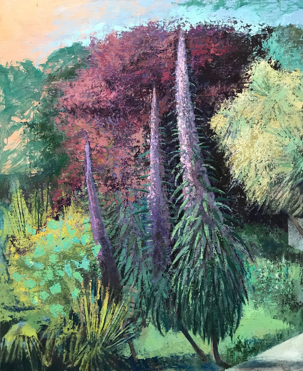 Three Echiums, 2022-23 (olie på plade) af Nick Williams