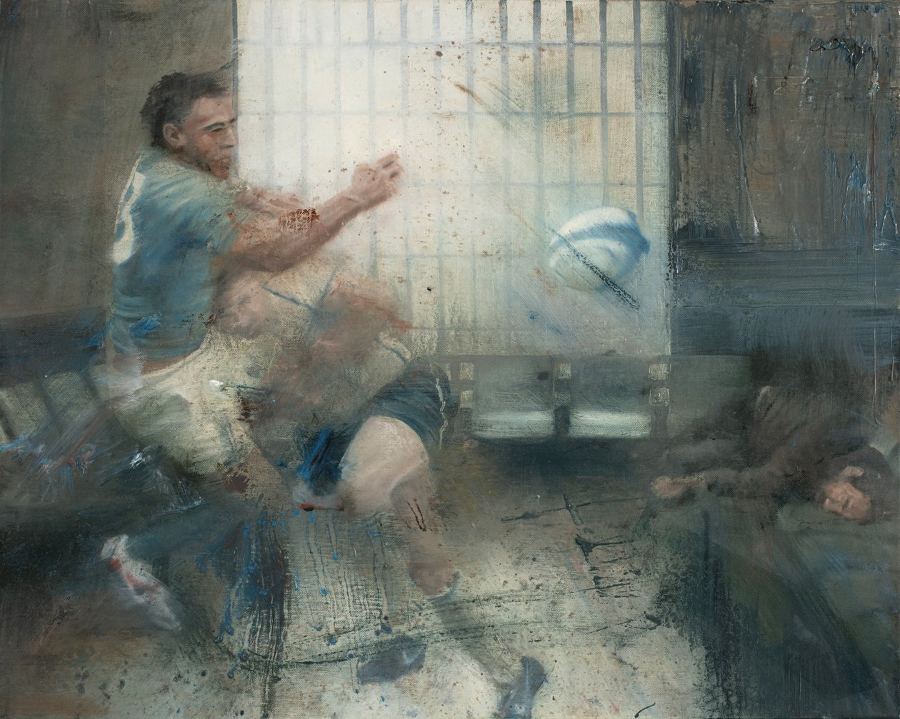 Tackling, 2016 (olie på lærred) af Nicola Pucci