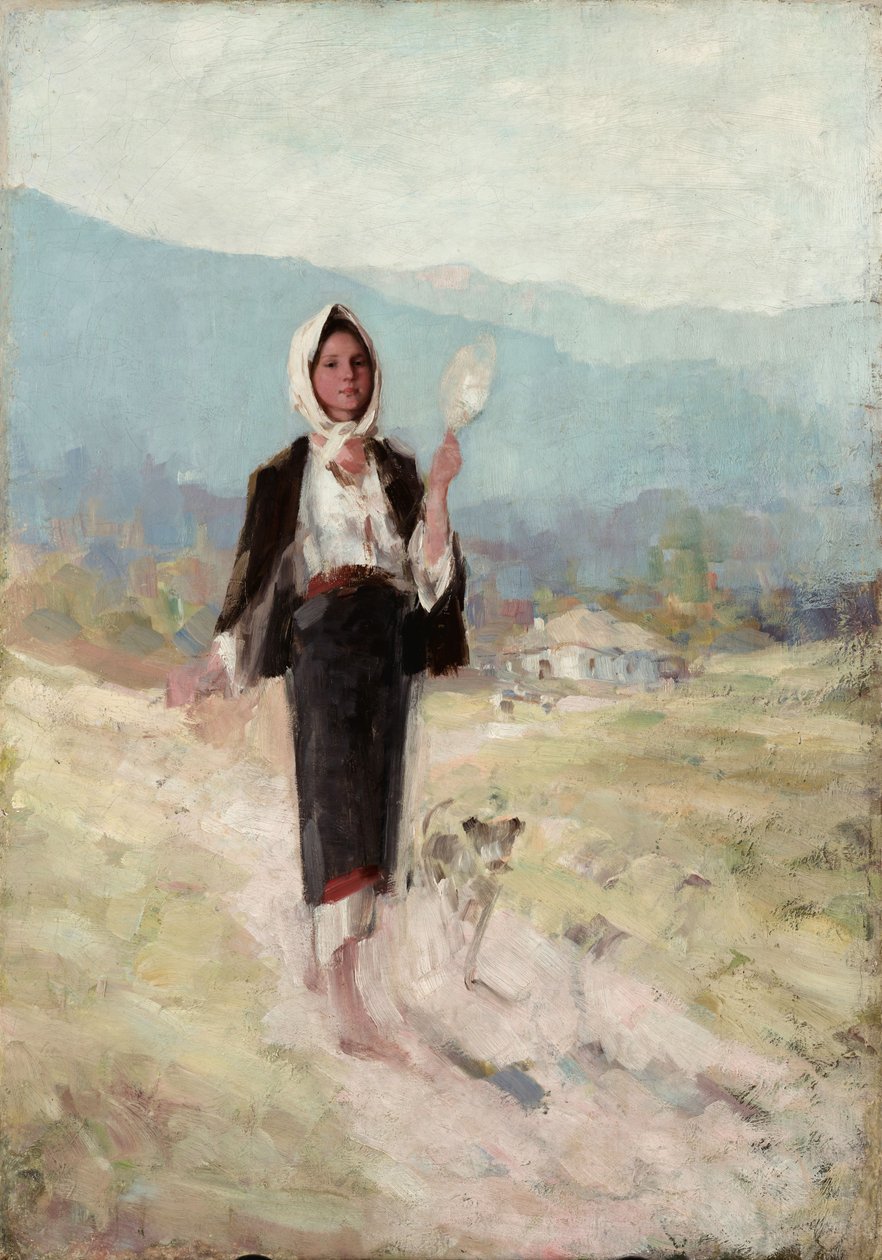 Bondekvinde med spindel af Nicolae Grigorescu