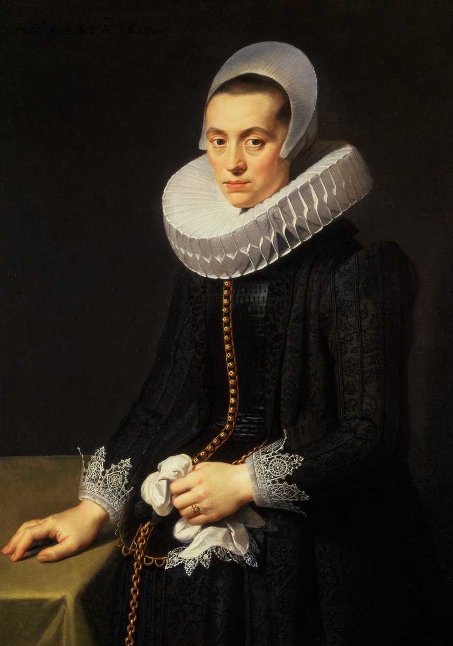 Portræt af en dame i en sort kjole af Nicolaes Eliasz