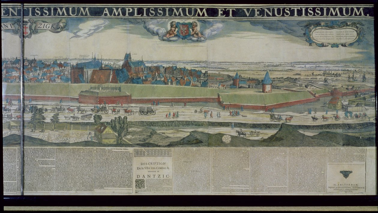 Panorama over Gdansk fra Biskupia Gorka, 1643 (farveætsning på papir forstærket med lærred) af Nicolaes Jansz Visscher