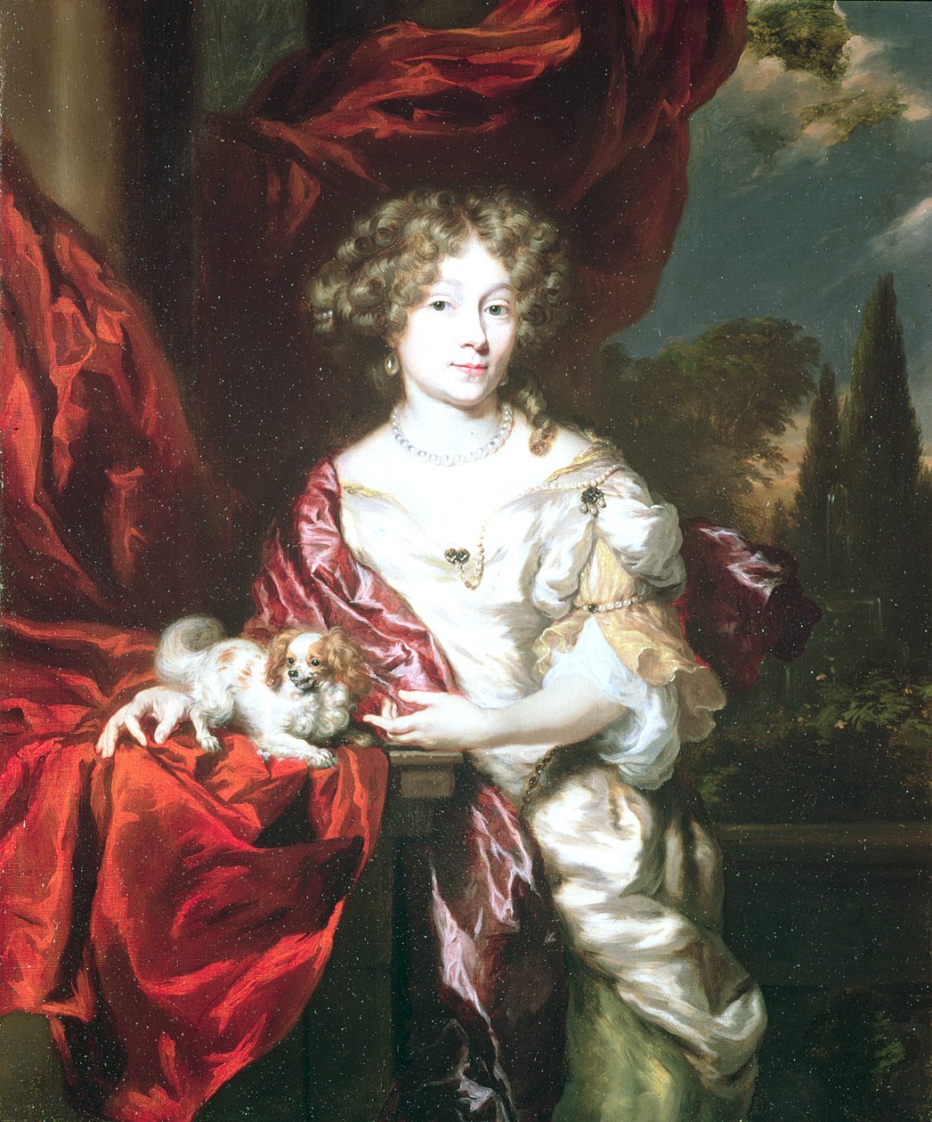 Portræt af en dame, 1677 af Nicolaes Maes