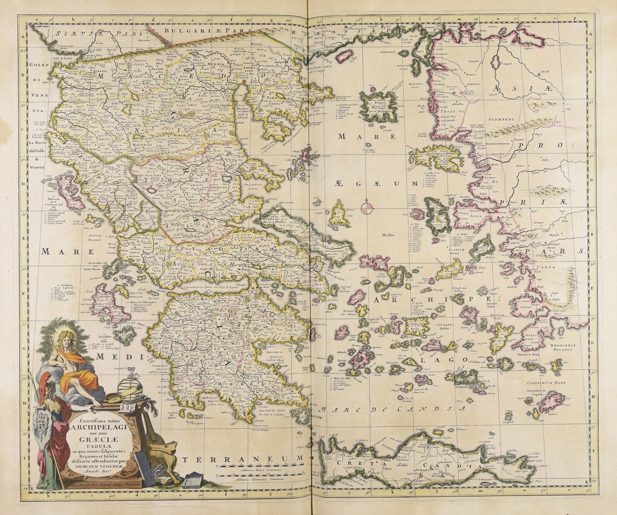 Det mest grundige kort over hele øhavet og i Grækenland af Nicolaes Visscher
