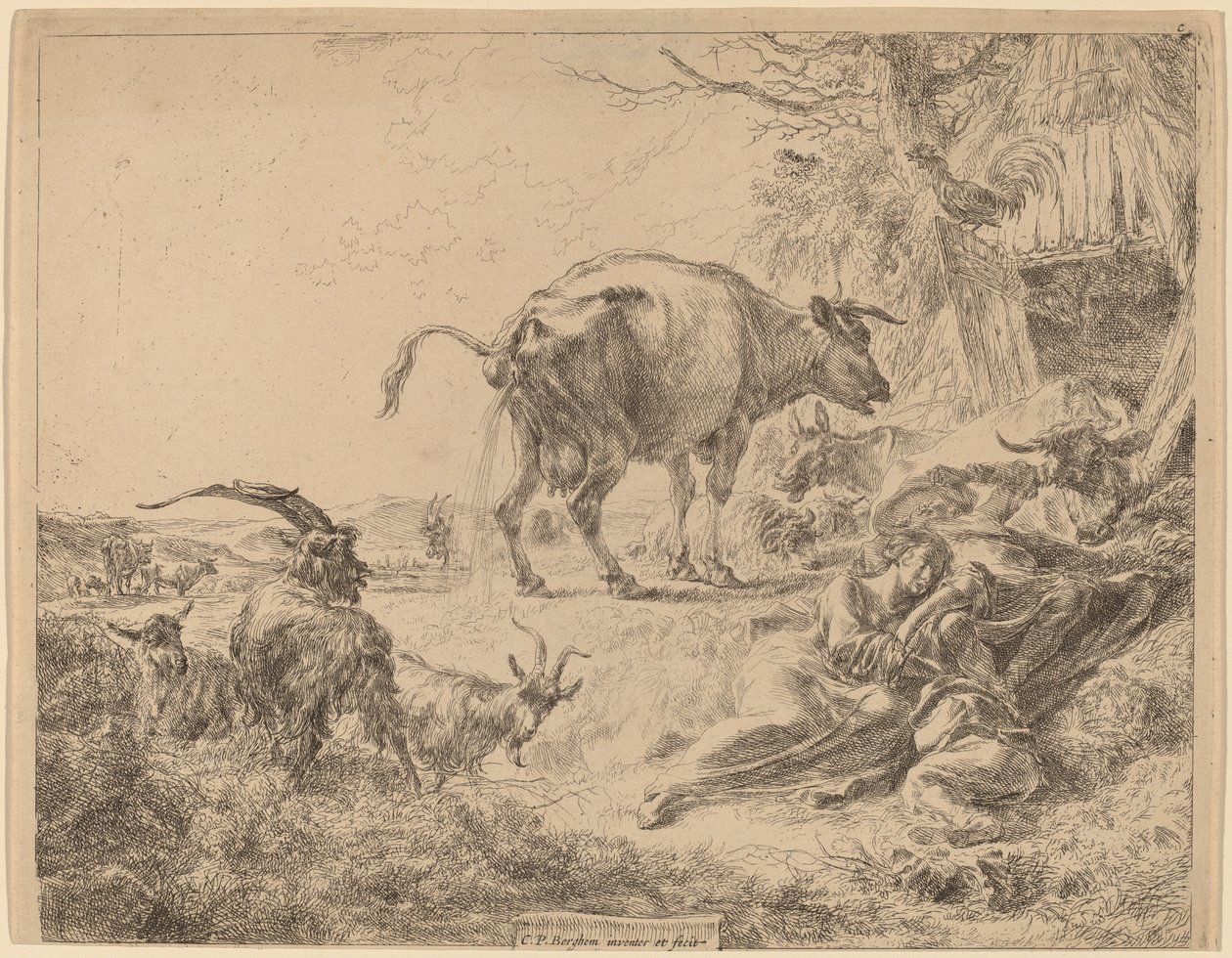 Ko pisser. af Nicolaes Berchem
