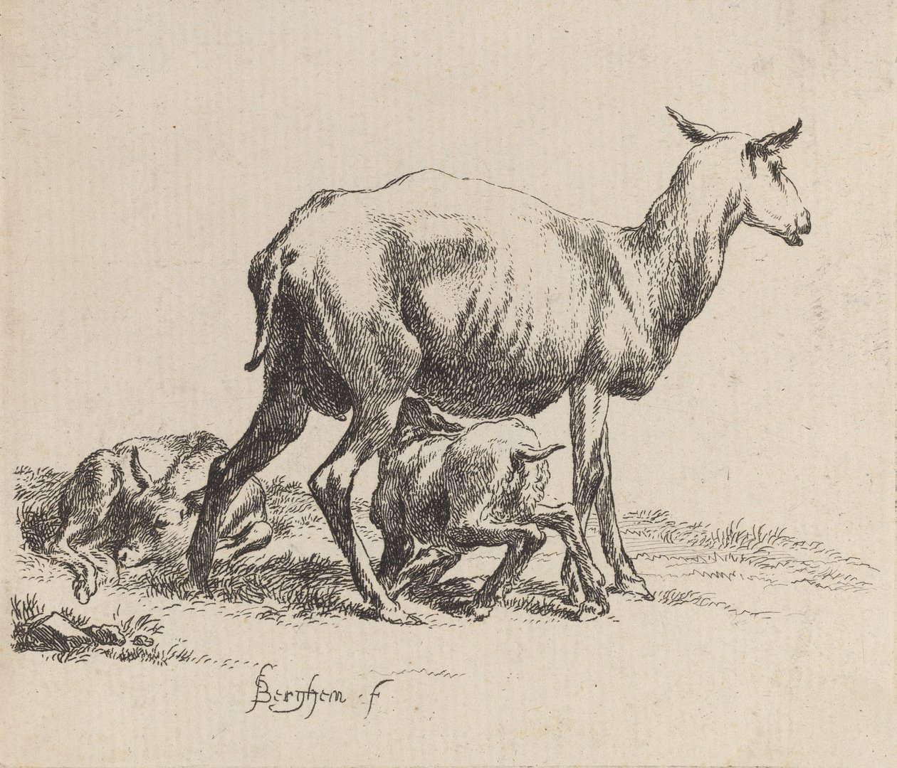 Moder, der amme sit lam. af Nicolaes Berchem