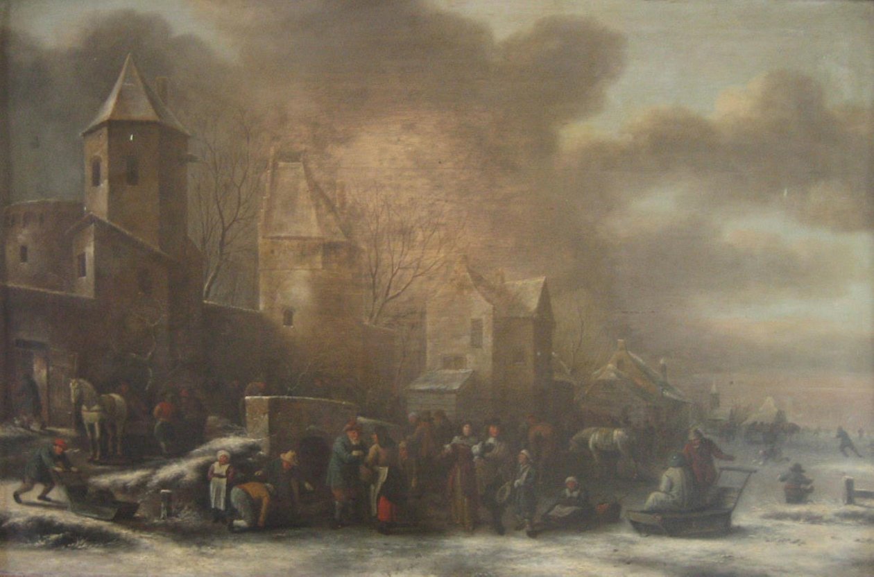 Et hollandsk vinterlandskab af Nicolaes Molenaer