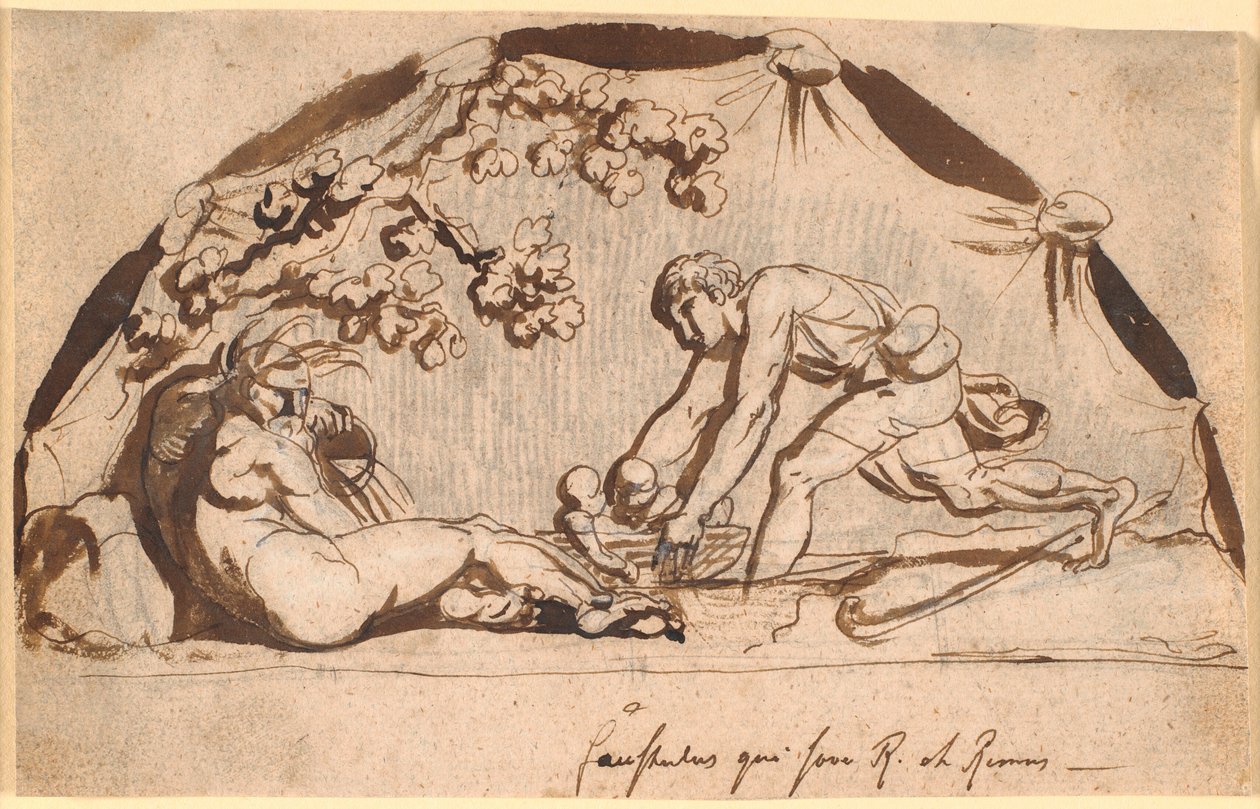 Hyrden Faustulus finder Romulus og Remus af Nicolai Abildgaard
