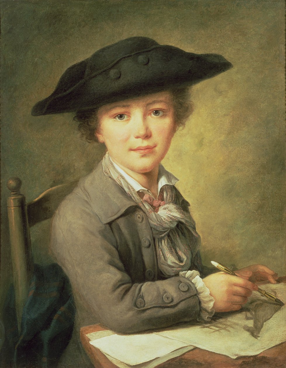 Ung tegner i sort hat, 1700-tallet af Nicolas Bernard Lepicie