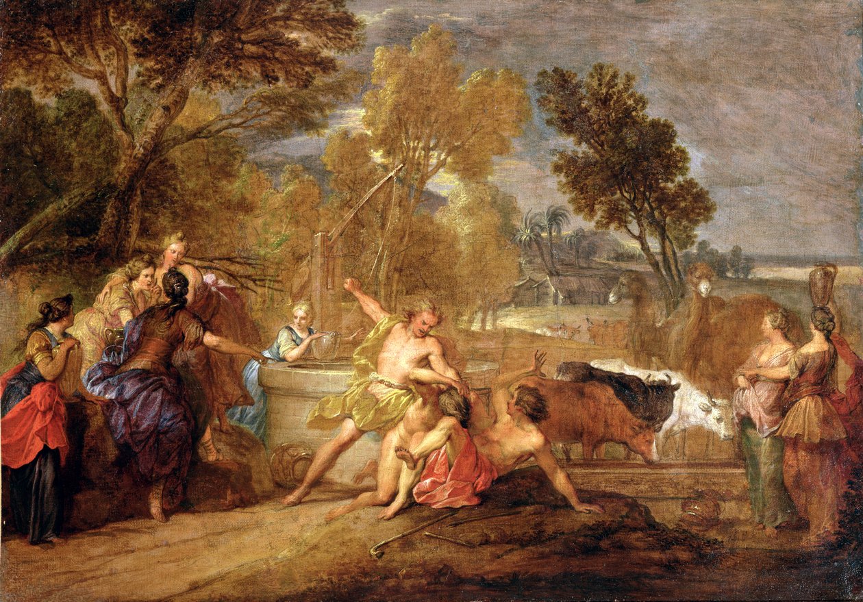 Moses og Jetros døtre af Nicolas Bertin