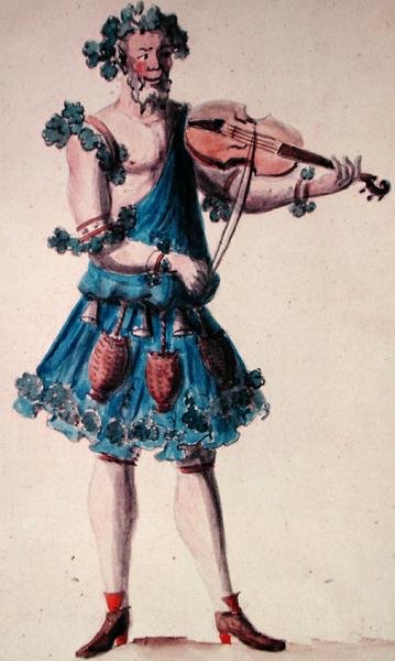 Kostume til Balletten Silene (wc på papir) af Nicolas Boquet