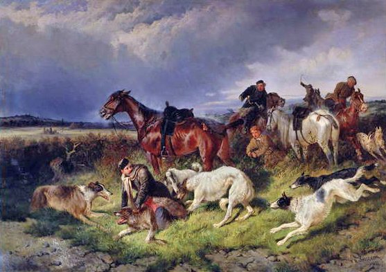 Ulvejagt, 1873 af Nicolas Gregorovitch Svertschkoff