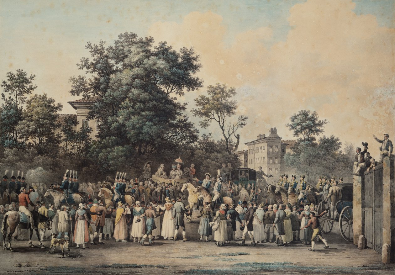 Louis-Antoine de France (1775-1844) Duc dAngouleme, ved Barriere de Vaugirard, 1814 (pen & blæk og wc på papir) af Nicolas Joseph Vergnaux