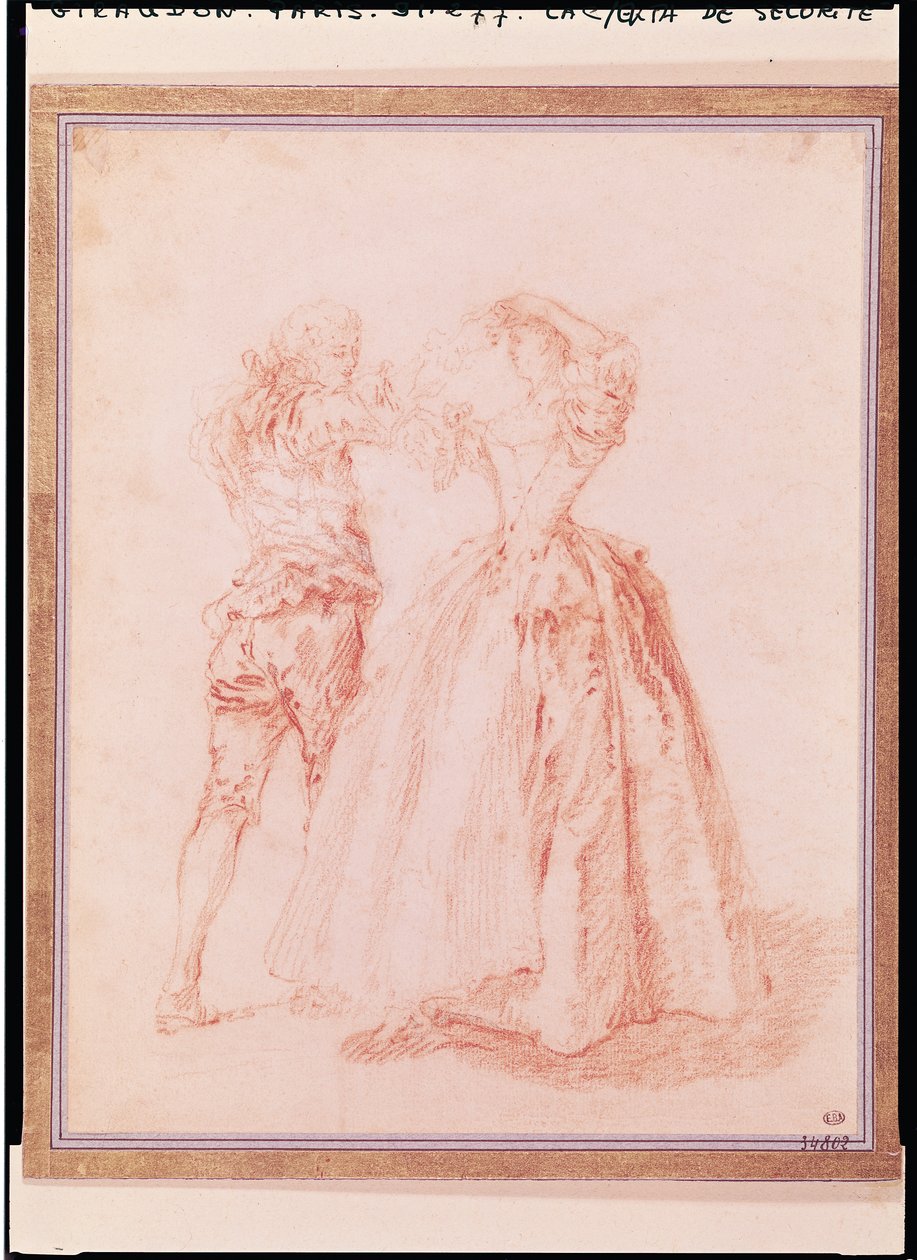 Dansen (rødt kridt på papir) af Nicolas Lancret
