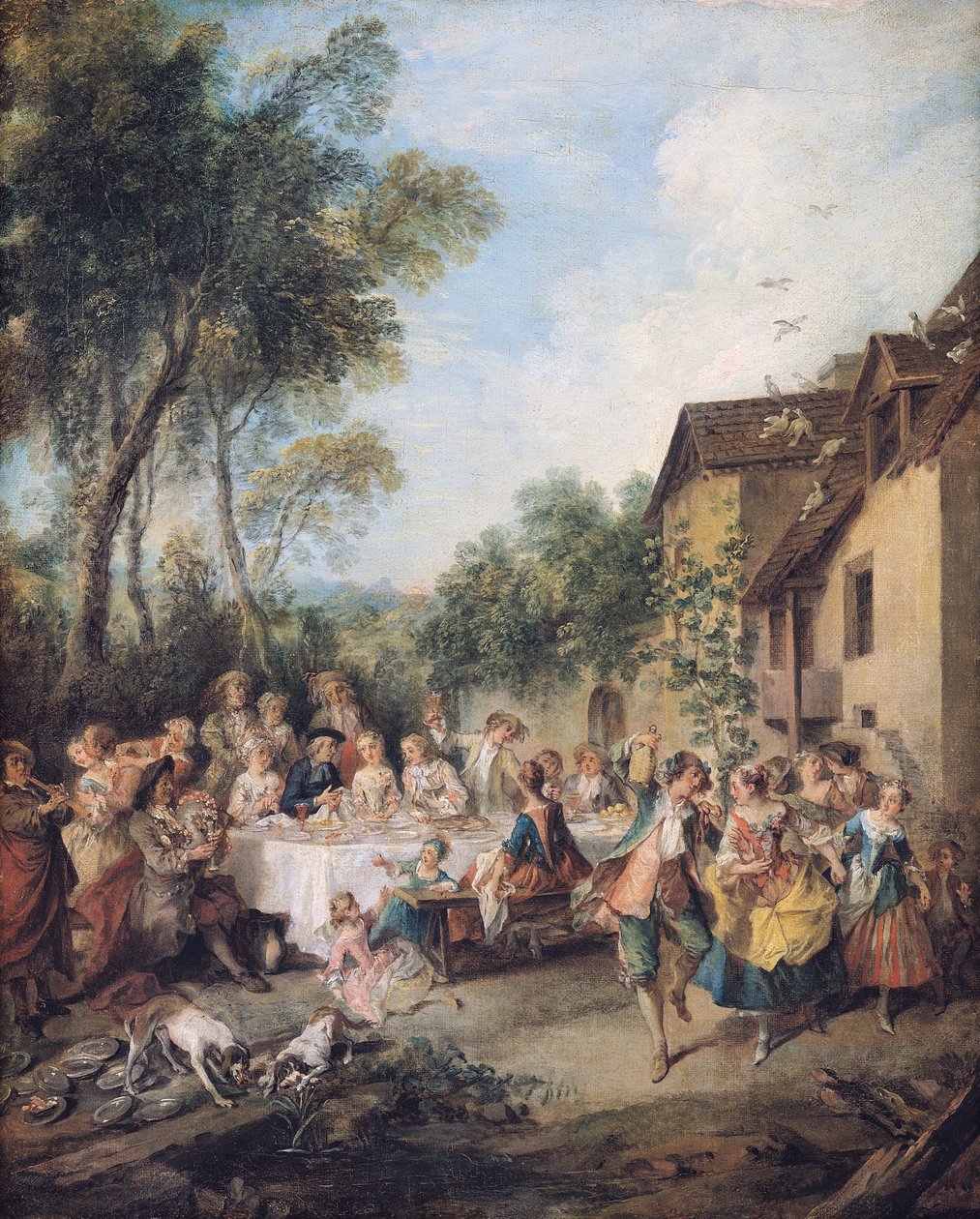 Bryllupsfest i landsbyen af Nicolas Lancret
