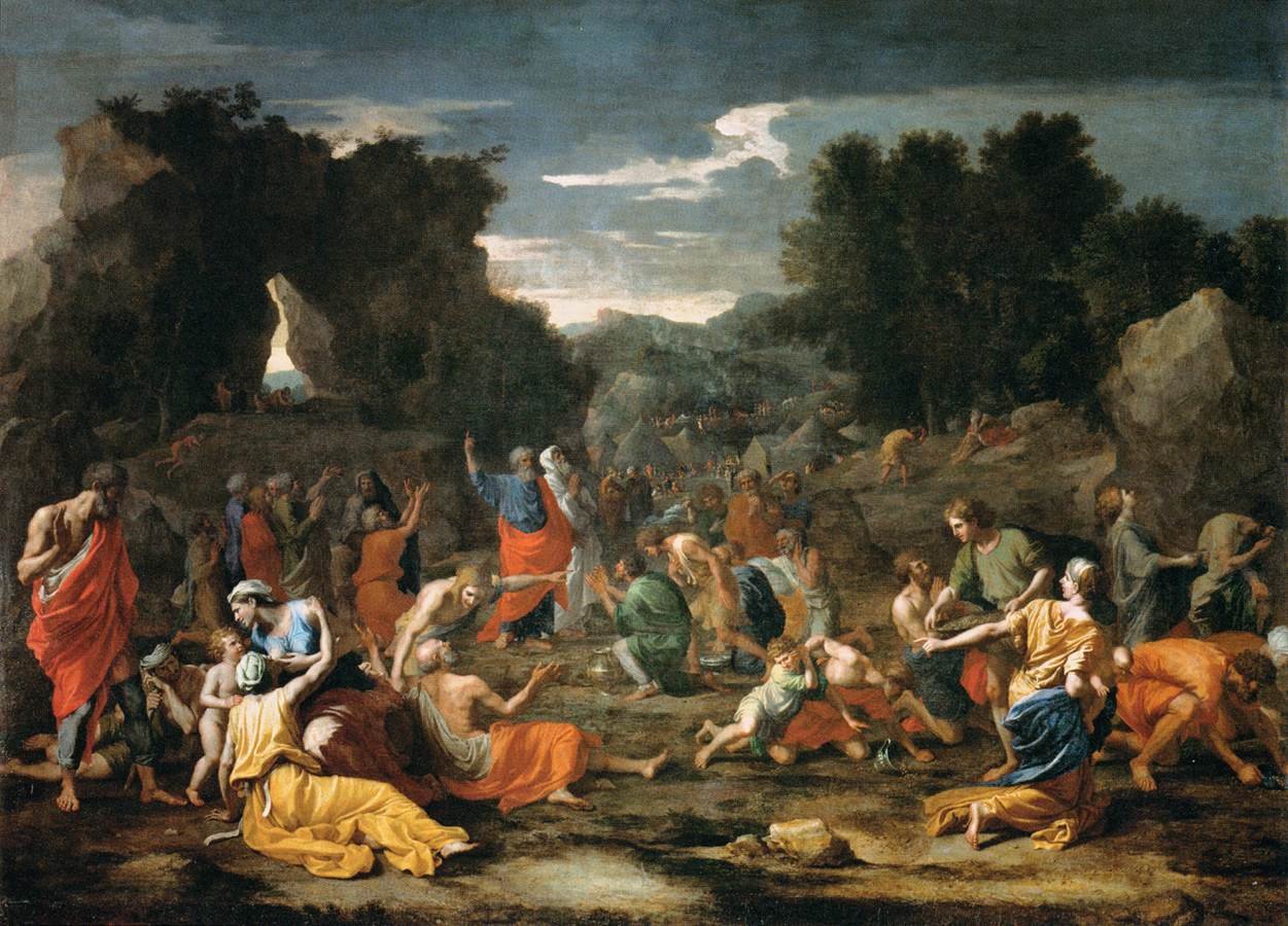 Jøderne samler Manna i ørkenen af Nicolas Poussin