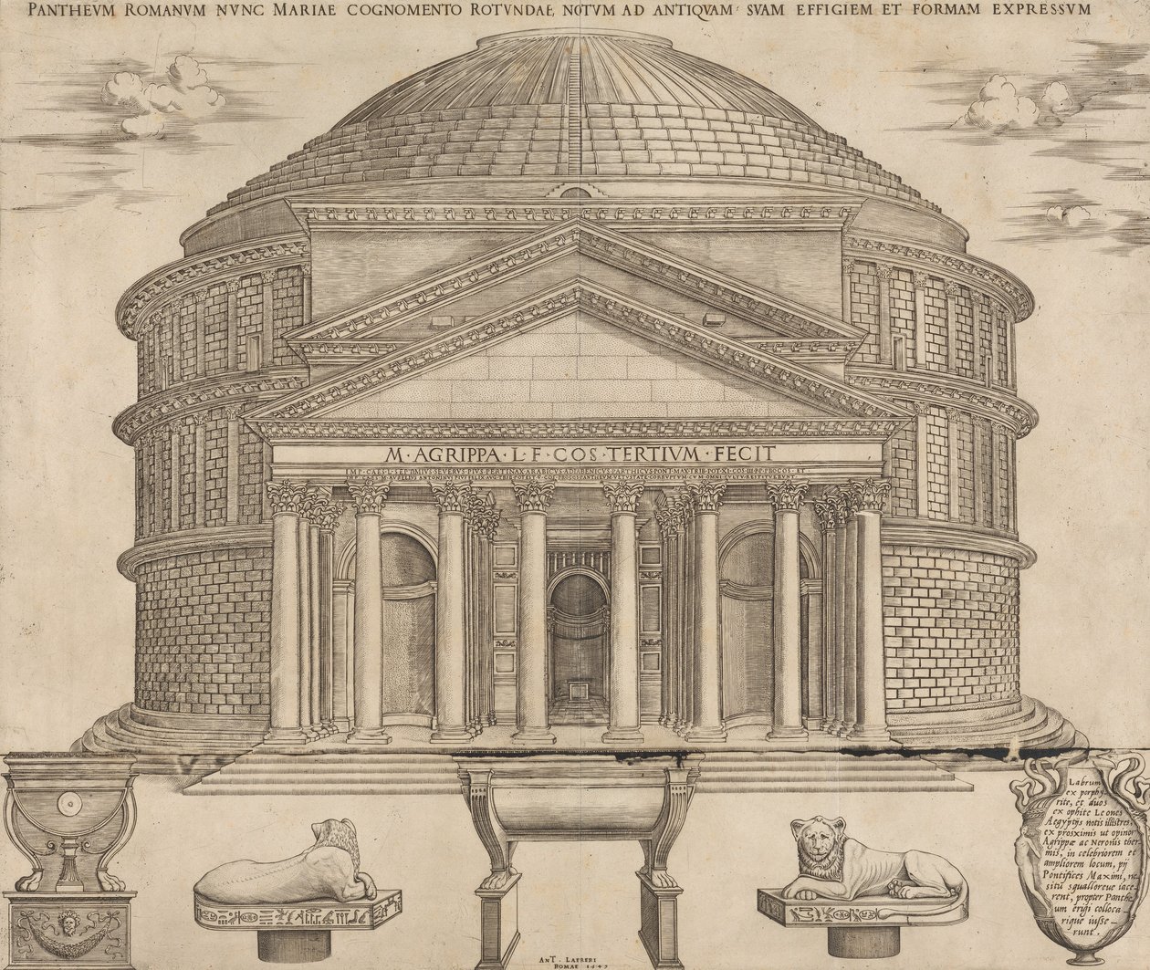Mirror of Roman Magnificence: The Pantheon, 1649., 1649. af Nicolas Beatrizet