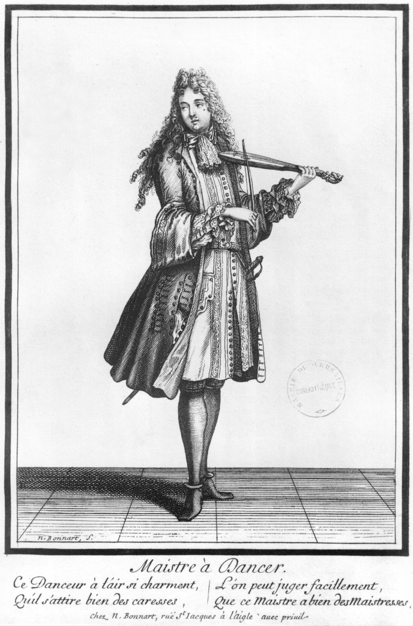 Den dansende mester (gravering) (bw foto) af Nicolas Bonnart