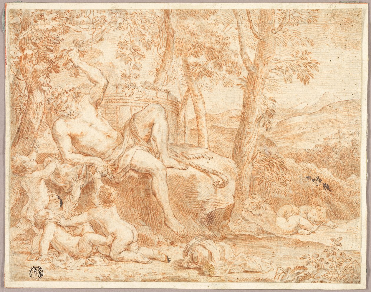 Bacchus og Putti i Shady Grove af Nicolas Chaperon
