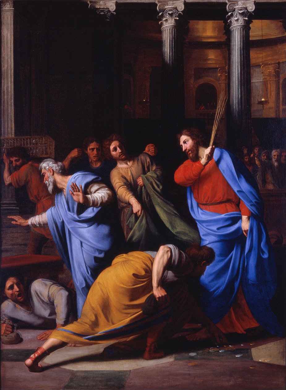 Kristus udviser pengevekslerne fra templet af Nicolas Colombel