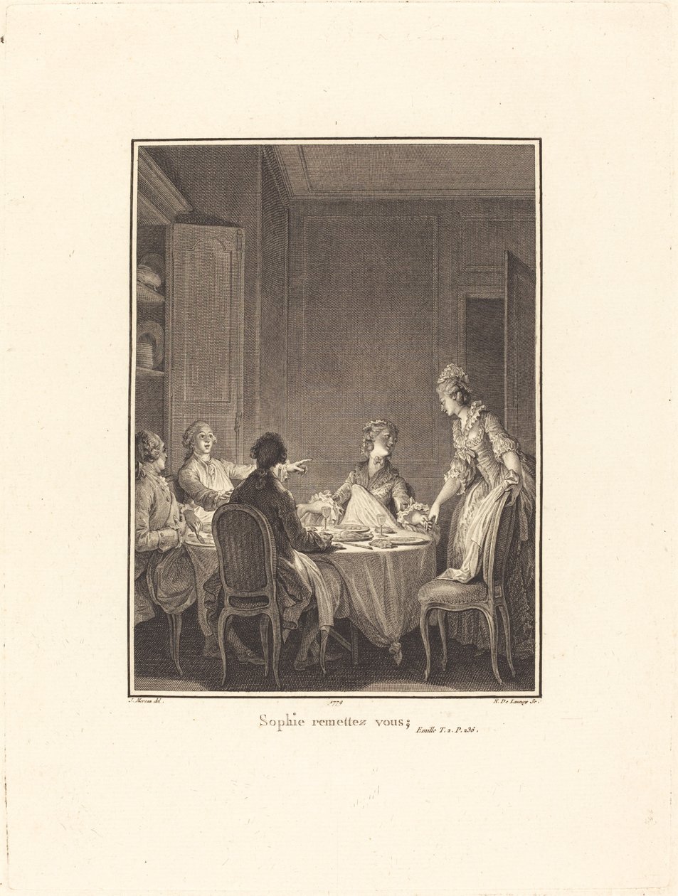 Sophie satte dig selv tilbage af Nicolas Delaunay after Jean Michel Moreau
