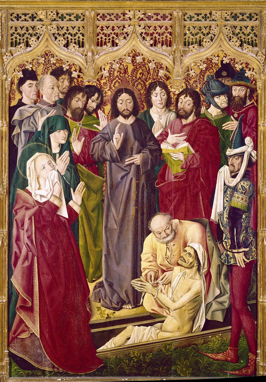Lazarus opstandelse (tempera på panelet af Nicolas Froment