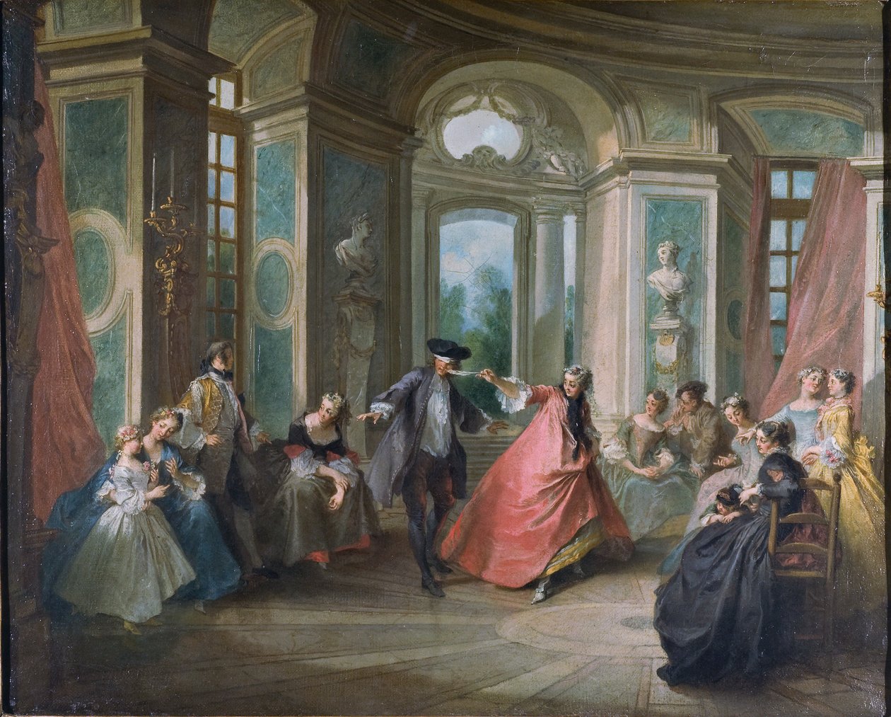Den blinde mands buff af Nicolas Lancret