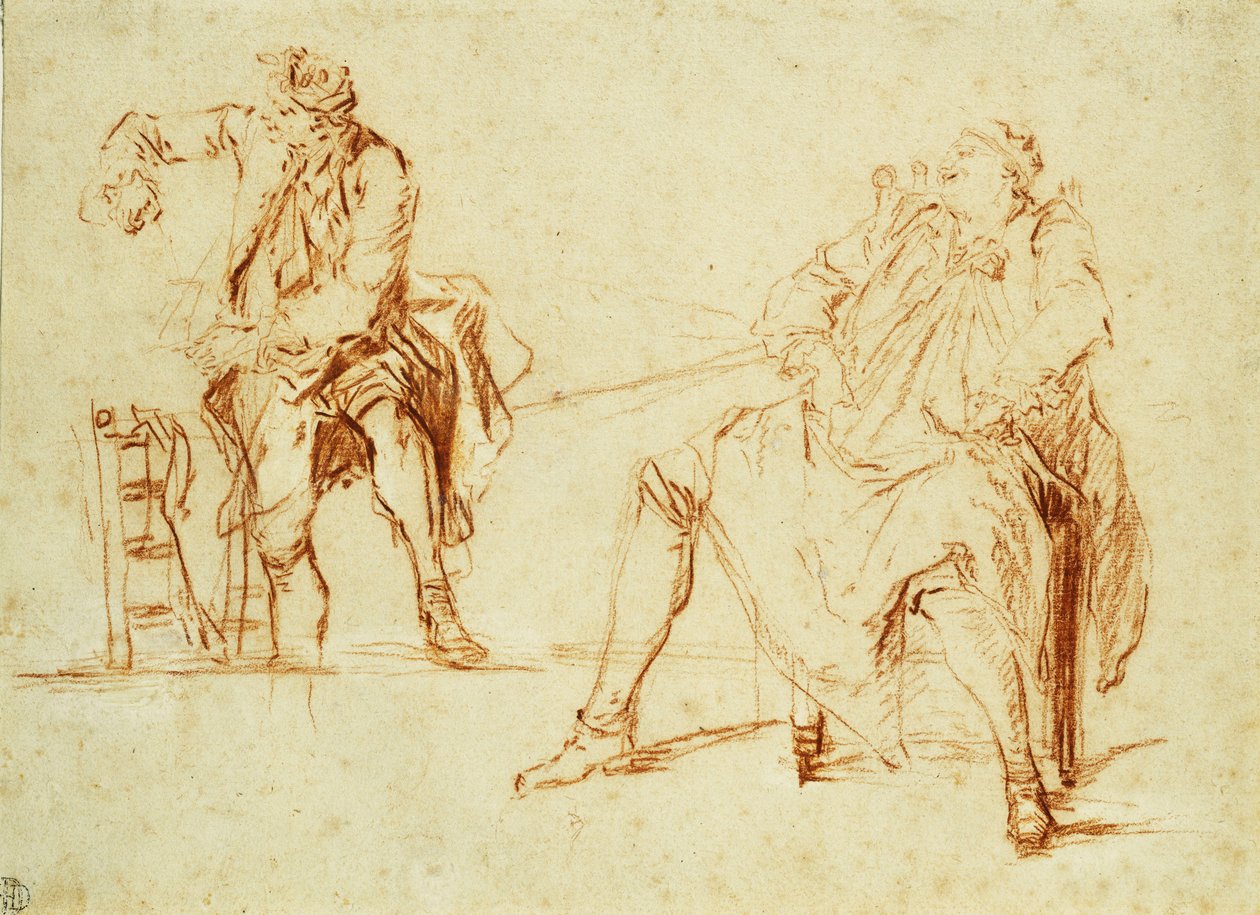 Studier af to mænd, af Nicolas Lancret