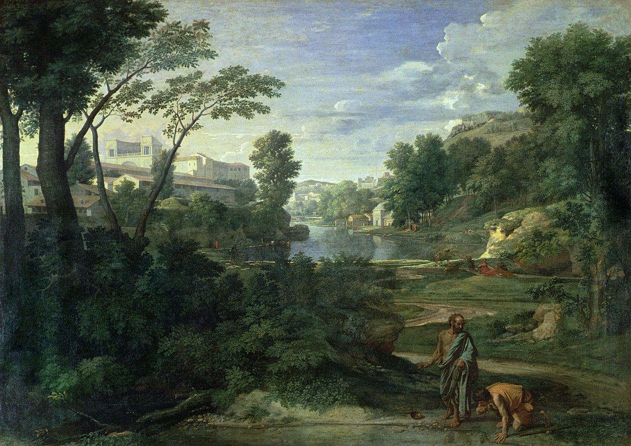 Landskab med Diogenes af Nicolas Poussin