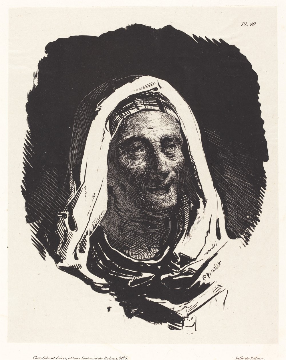 Hoved af en gammel kvinde af Nicolas Toussaint Charlet