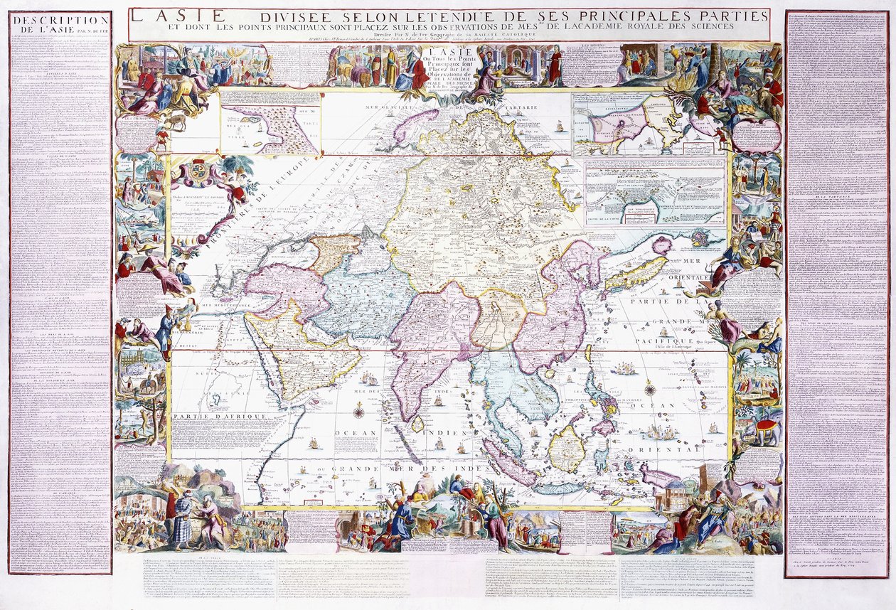 Kort over Asien, 1740 af Nicolas de Fer