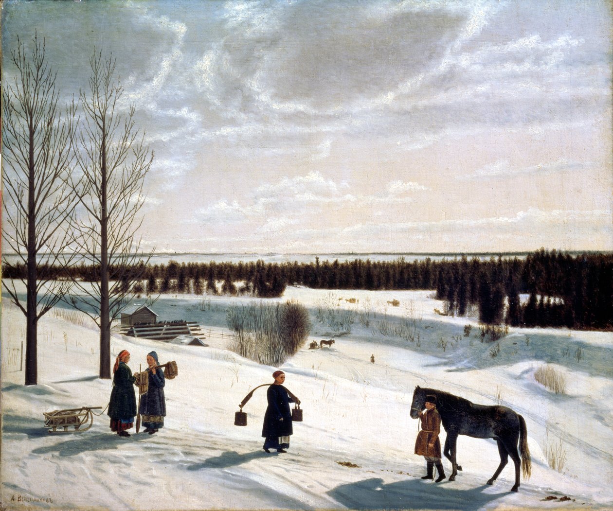 Vinterlandskab eller russisk vinter, 1827 af Nikifor Stepanovich Krylov