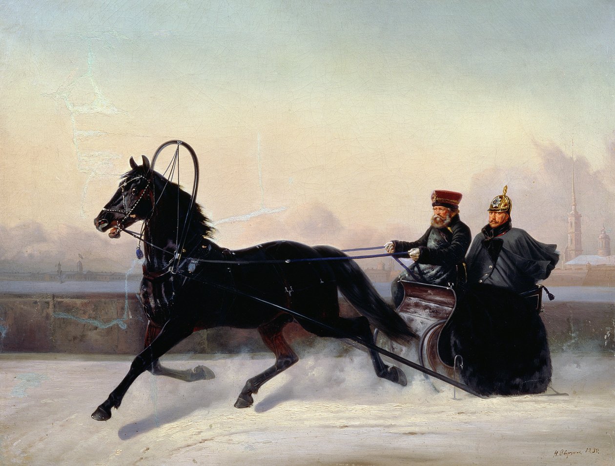 Kejser Nicholas I (1796-1855) Kører i en slæde af Nikolai Egorevich Sverchkov