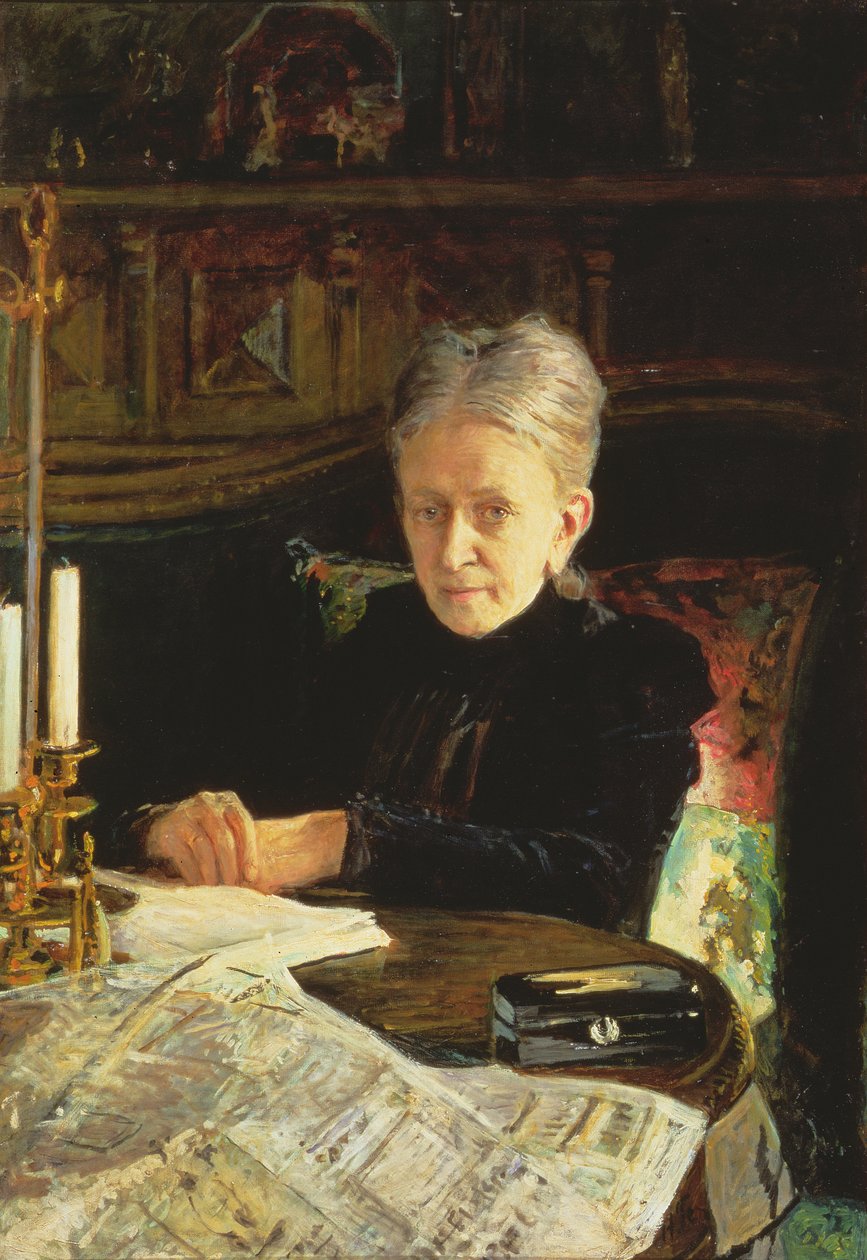 Portræt af Elena Osipovna Likhacheva (1836-1904) forfatter og social aktivist, 1892 af Nikolai Nikolaevich Ge