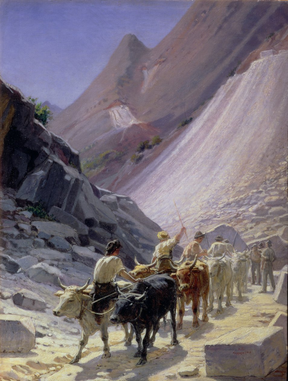 Transport af marmor i Carrara, 1868 af Nikolai Nikolaevich Ge