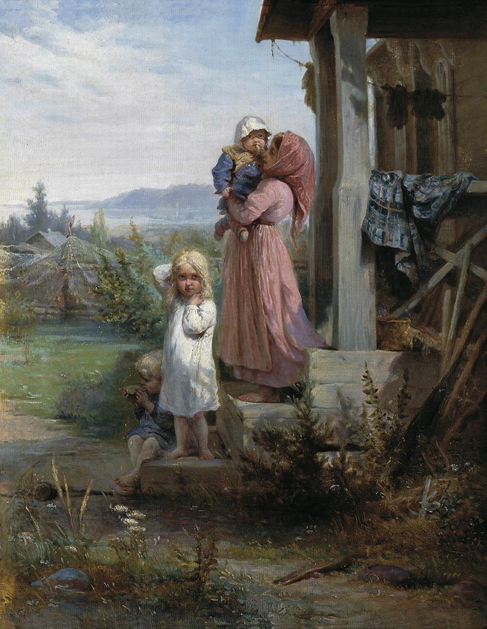 Morgen i en landsby, 1880