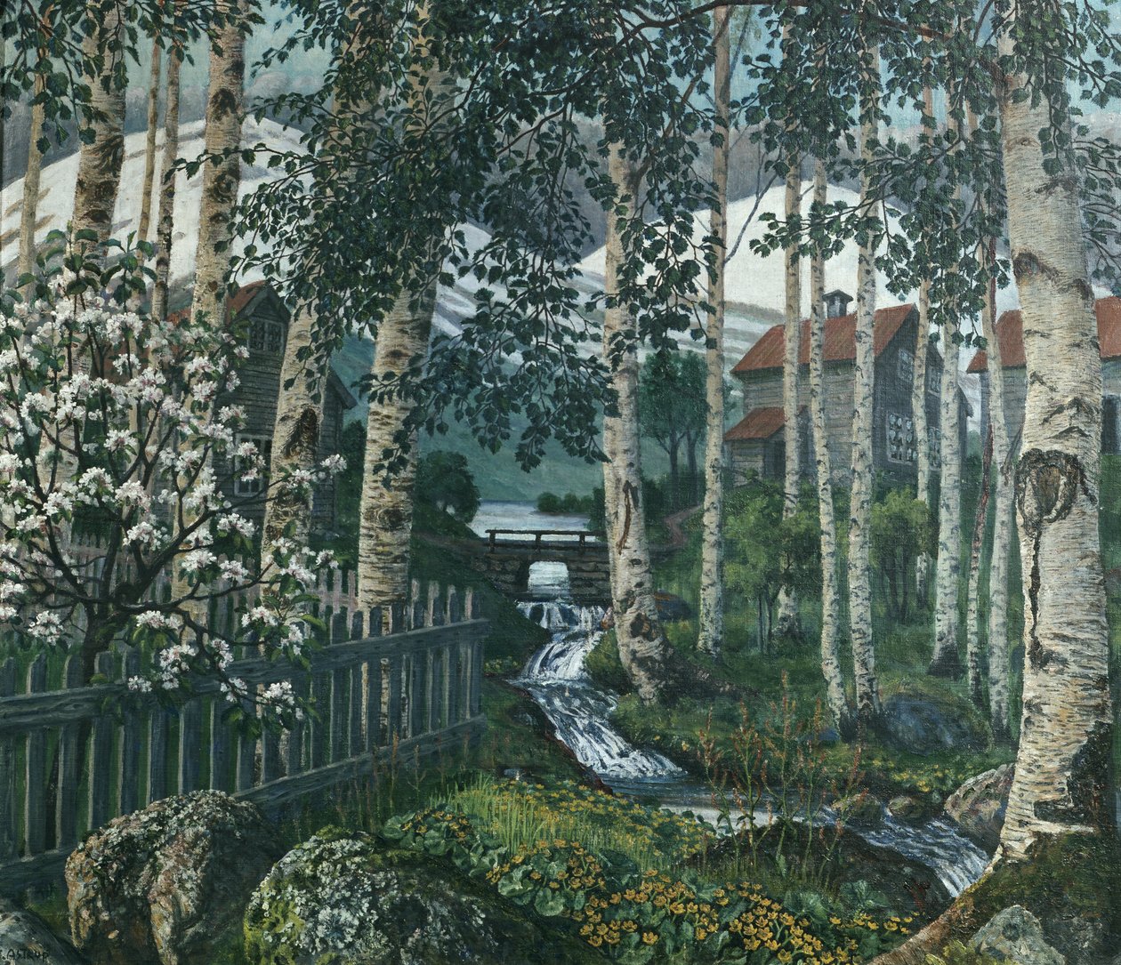 Birketræer (olie på lærred) af Nikolai Astrup