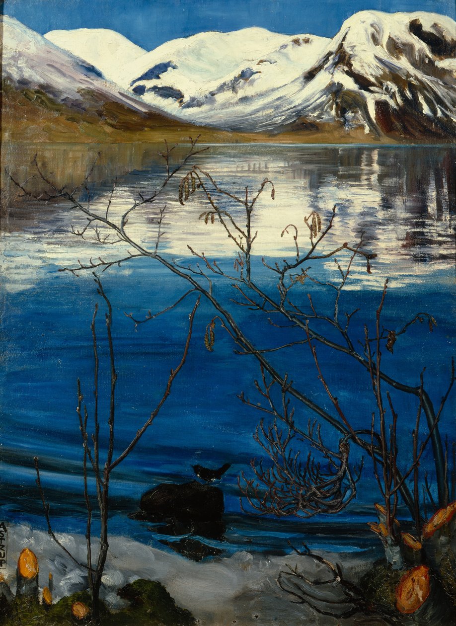 marts Stemning ved Jølstervannet af Nikolai Astrup