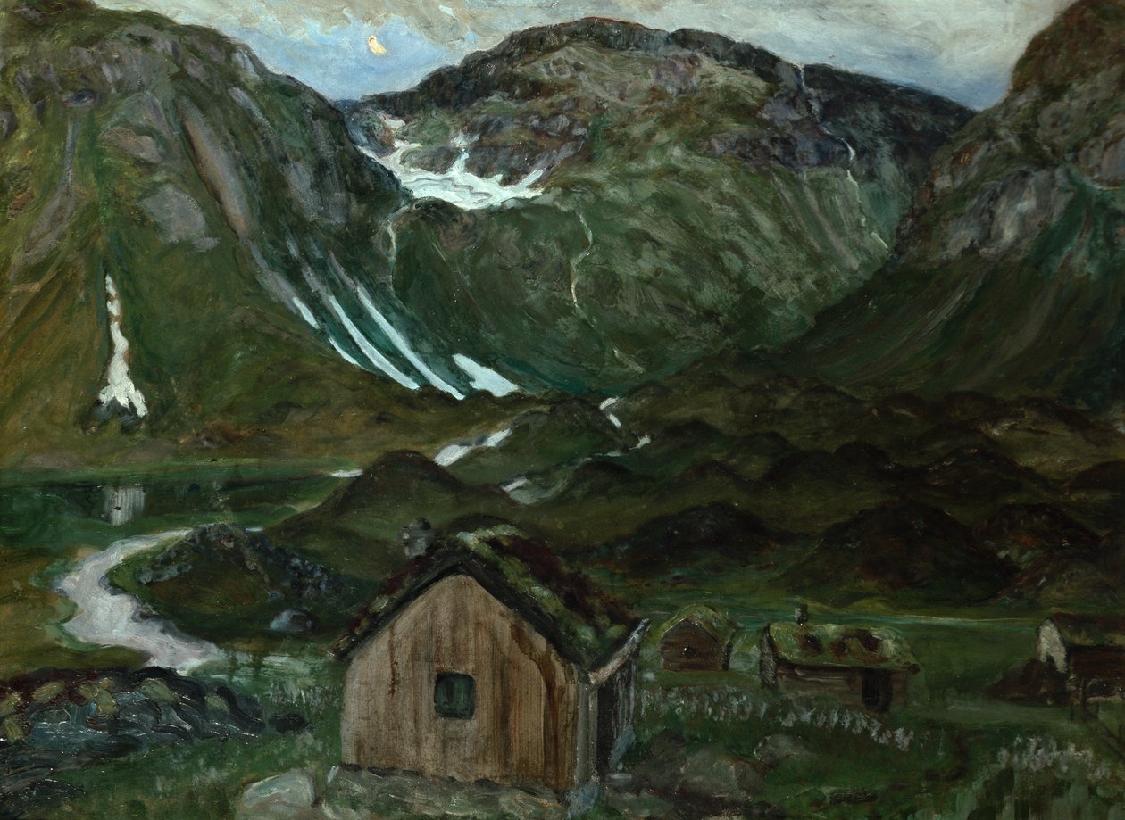 Græsgang i måneskin af Nikolai Astrup