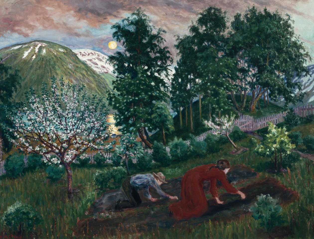 Forårsnat i haven, ca. 1908 af Nikolai Astrup