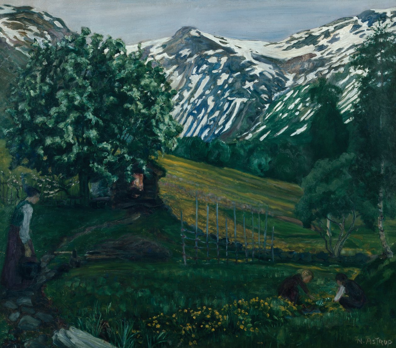 Forårsnat smieheggen, c.1918 af Nikolai Astrup
