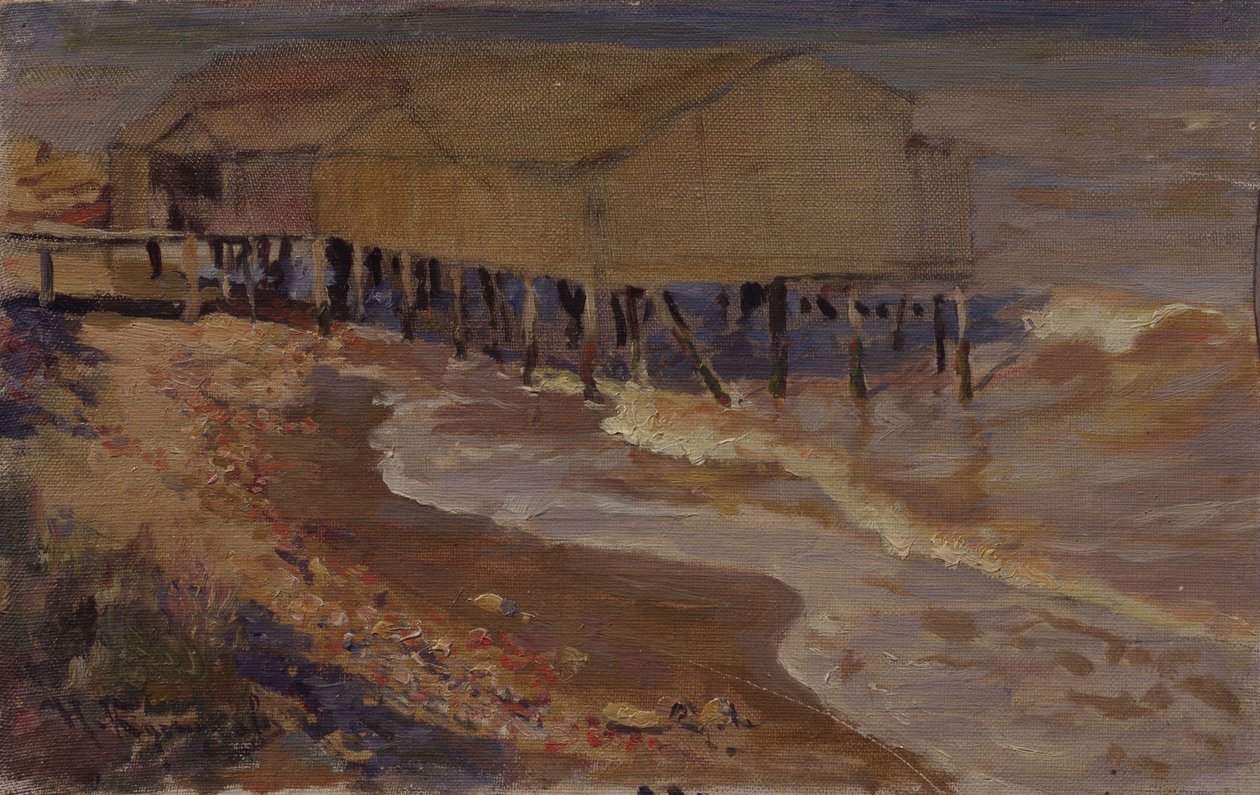 Et badehus ved stranden af Nikolai Dmitrievich Kuznetsov