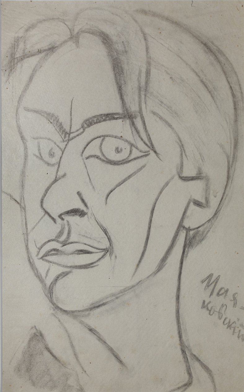 Digteren Vladimir Majakovskij 1893-1930, 1913. af Nikolai Ivanovich Kulbin