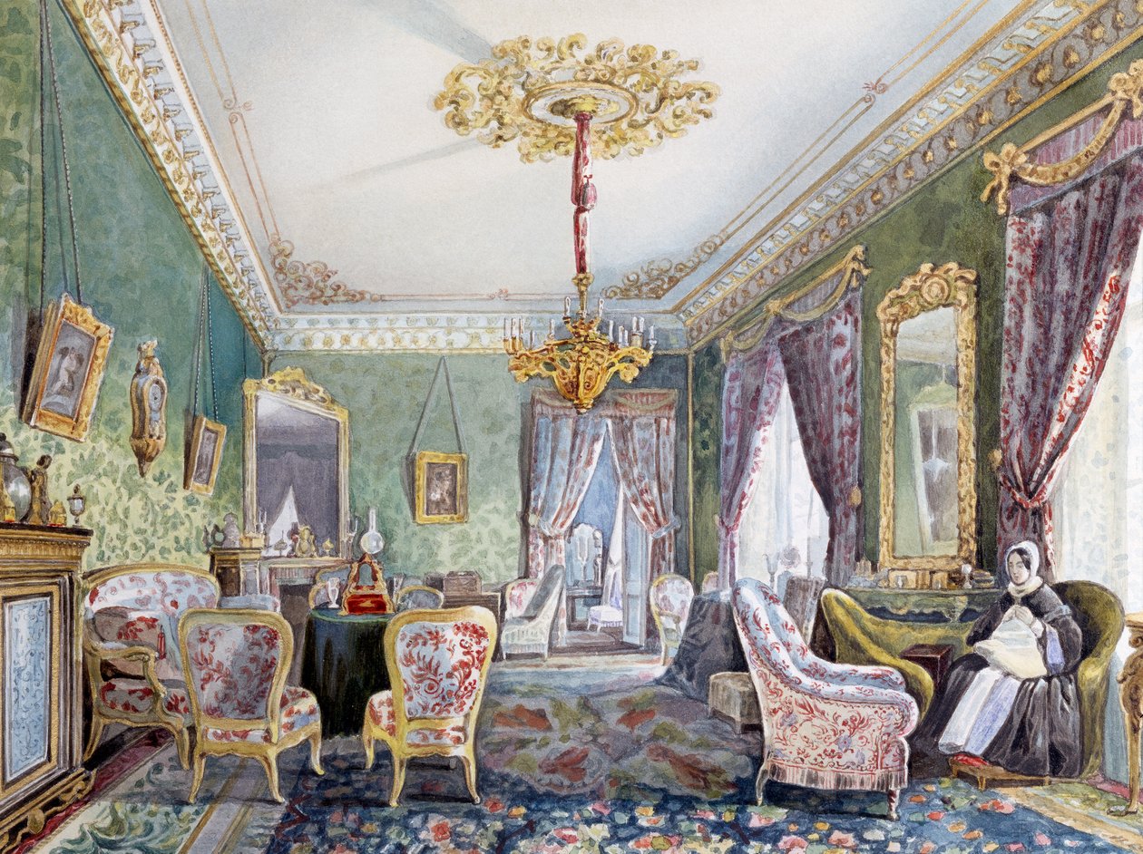 Hjeminteriør i Skt. Petersborg af Nikolai Ivanovich Tichobrazov