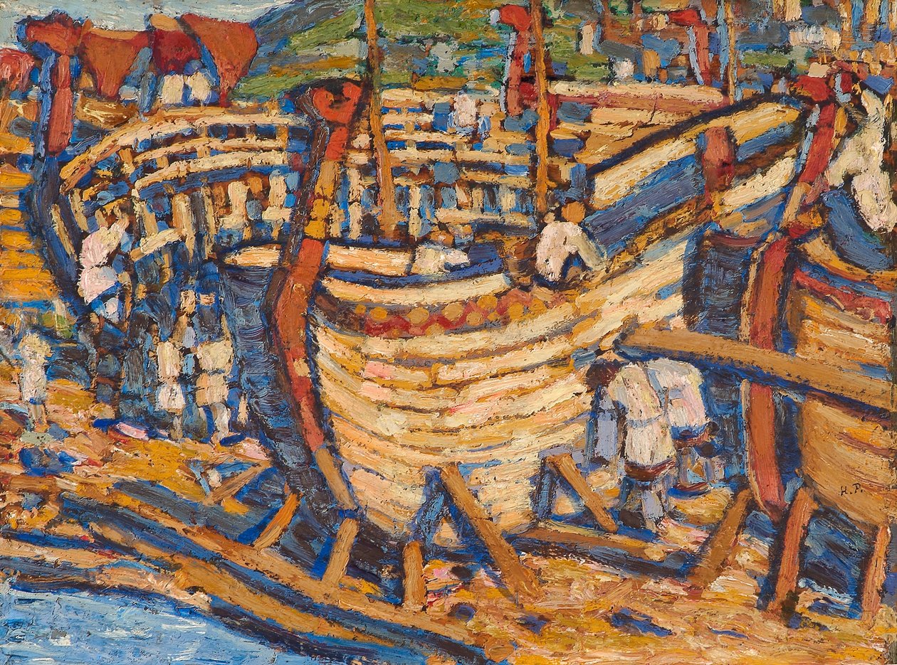 At bygge skibene. Studie, 1903 af Nikolai Konstantinowitsch Roerich