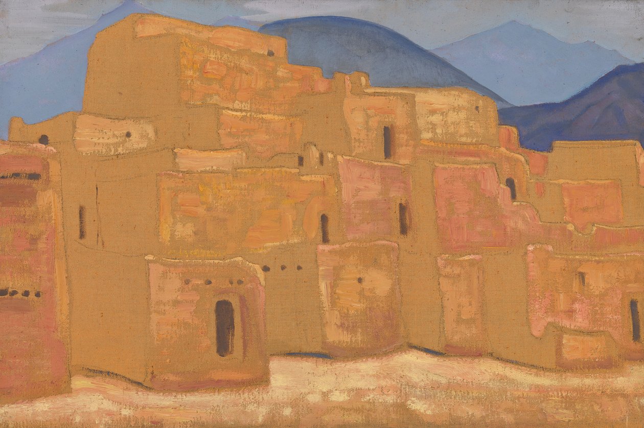 Taos Pueblo, New Mexico, ca 1921 af Nikolai Konstantinowitsch Roerich